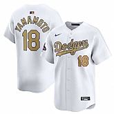 Men's Los Angeles Dodgers #18 Yoshinobu Yamamoto White 2025 Gold Collection Limited Stitched Jersey Dzhi,baseball caps,new era cap wholesale,wholesale hats